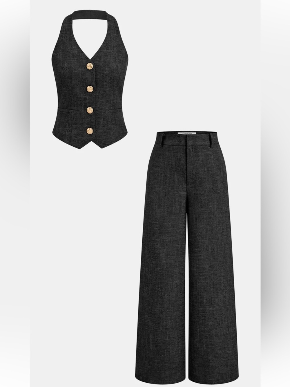 Commense Black High-Waist Wide-Leg Pants